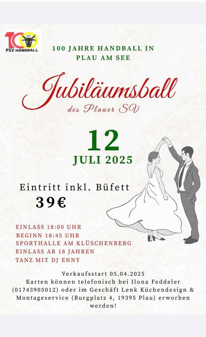 Jubiläumsball 100 Jahre PSV Handball Jubiläumsball 100 Jahre PSV Handball